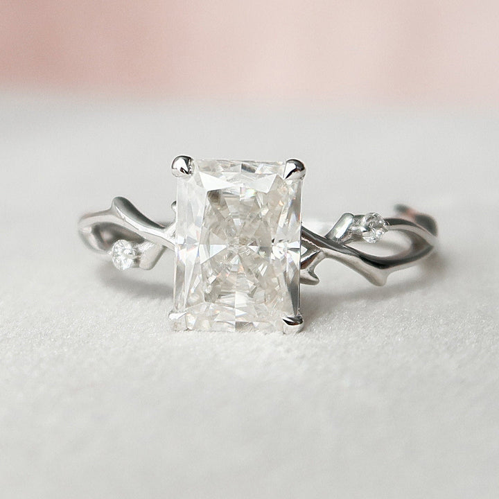2 CT Radiant Cut Twig Moissanite Engagement  Ring