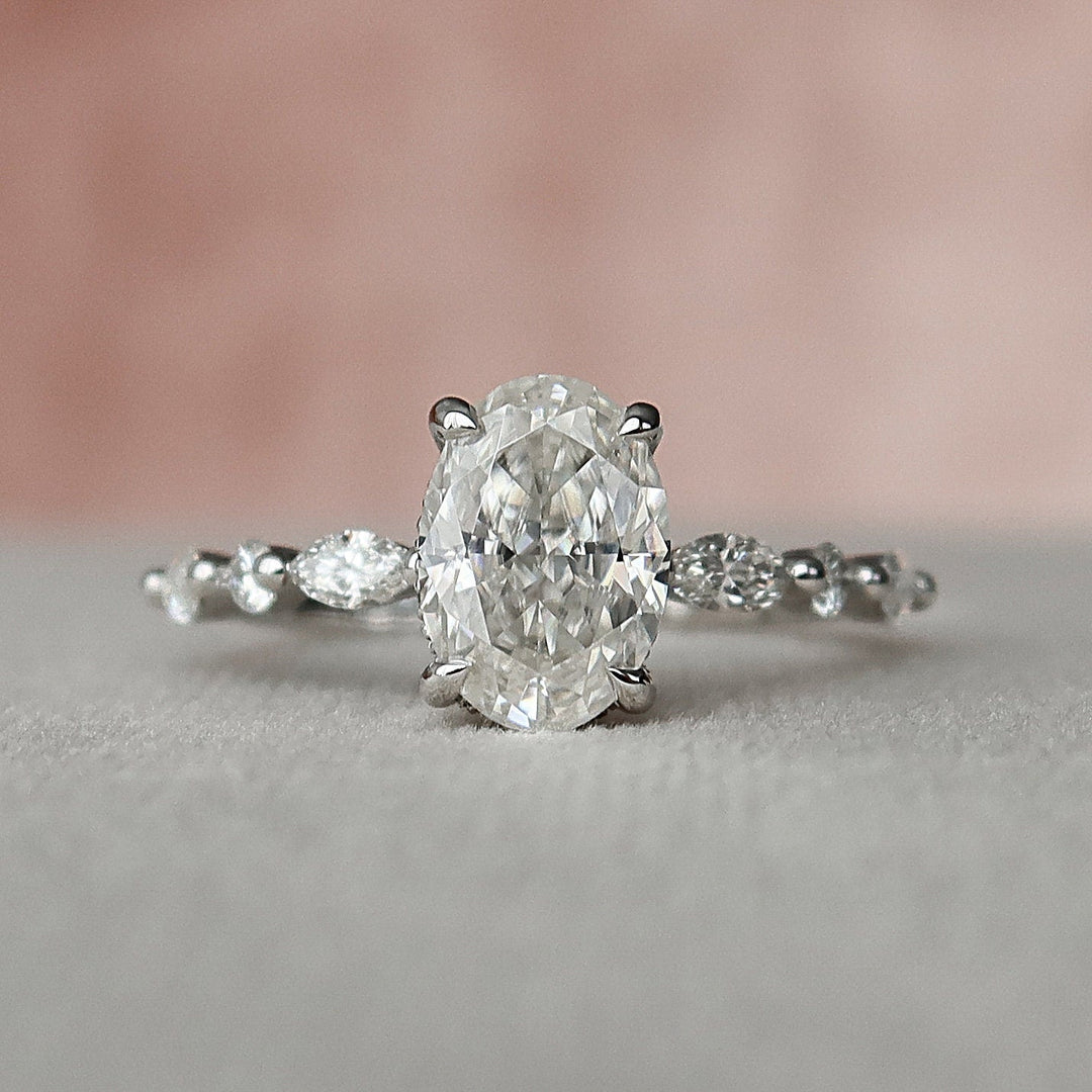 1.5 CT Oval Cut Moissanite Engagement Ring