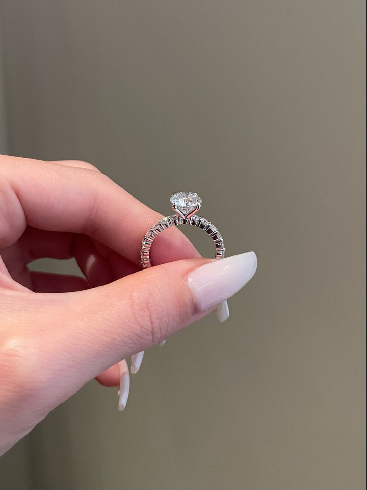 2.0ct Round Cut Moissanite Diamond Four Prong Engagement Ring