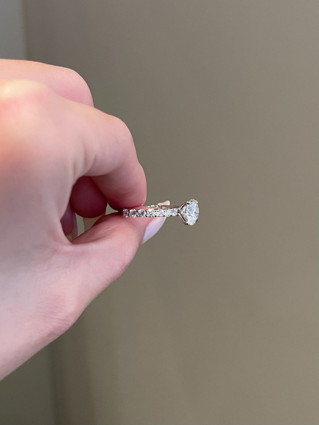 2.0ct Round Cut Moissanite Diamond Four Prong Engagement Ring