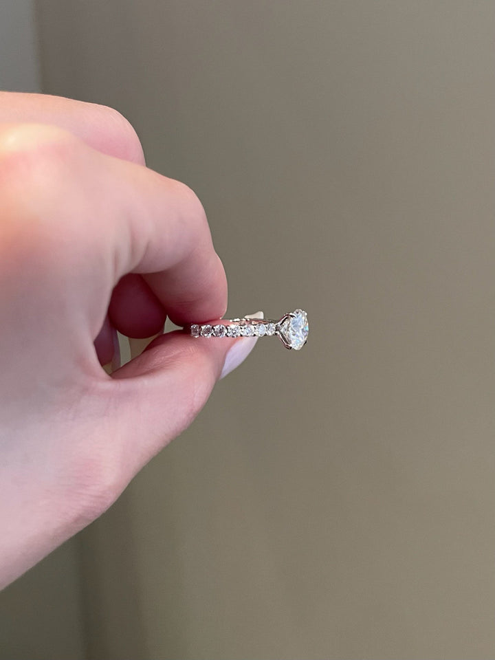 2.0ct Round Cut Moissanite Diamond Four Prong Engagement Ring