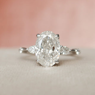 2 CT Oval Cut with Three Stones Moissanite Engagement Ring