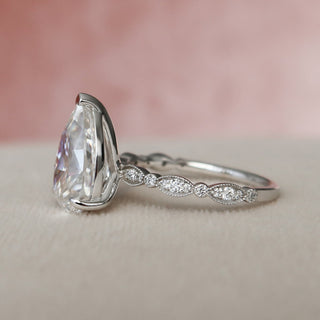 3 CT Pear Cut Art Deco Moissanite Engagement Ring