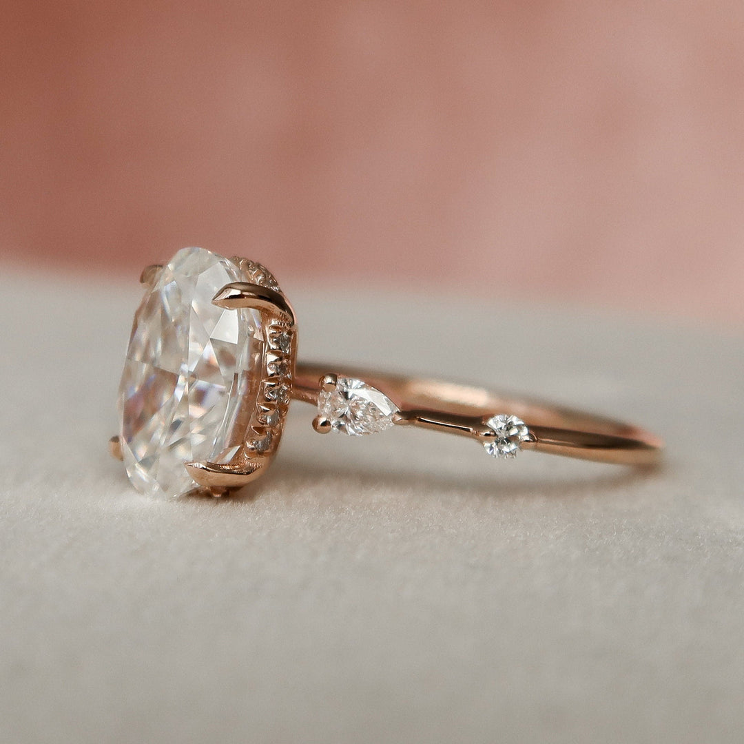 2 CT Oval Cut with Three Stones Moissanite Engagement Ring