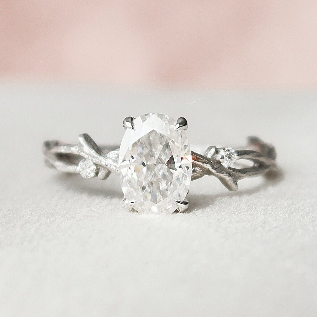 1 CT Oval Cut Twig  Moissanite  Nature Inspired Wedding Ring