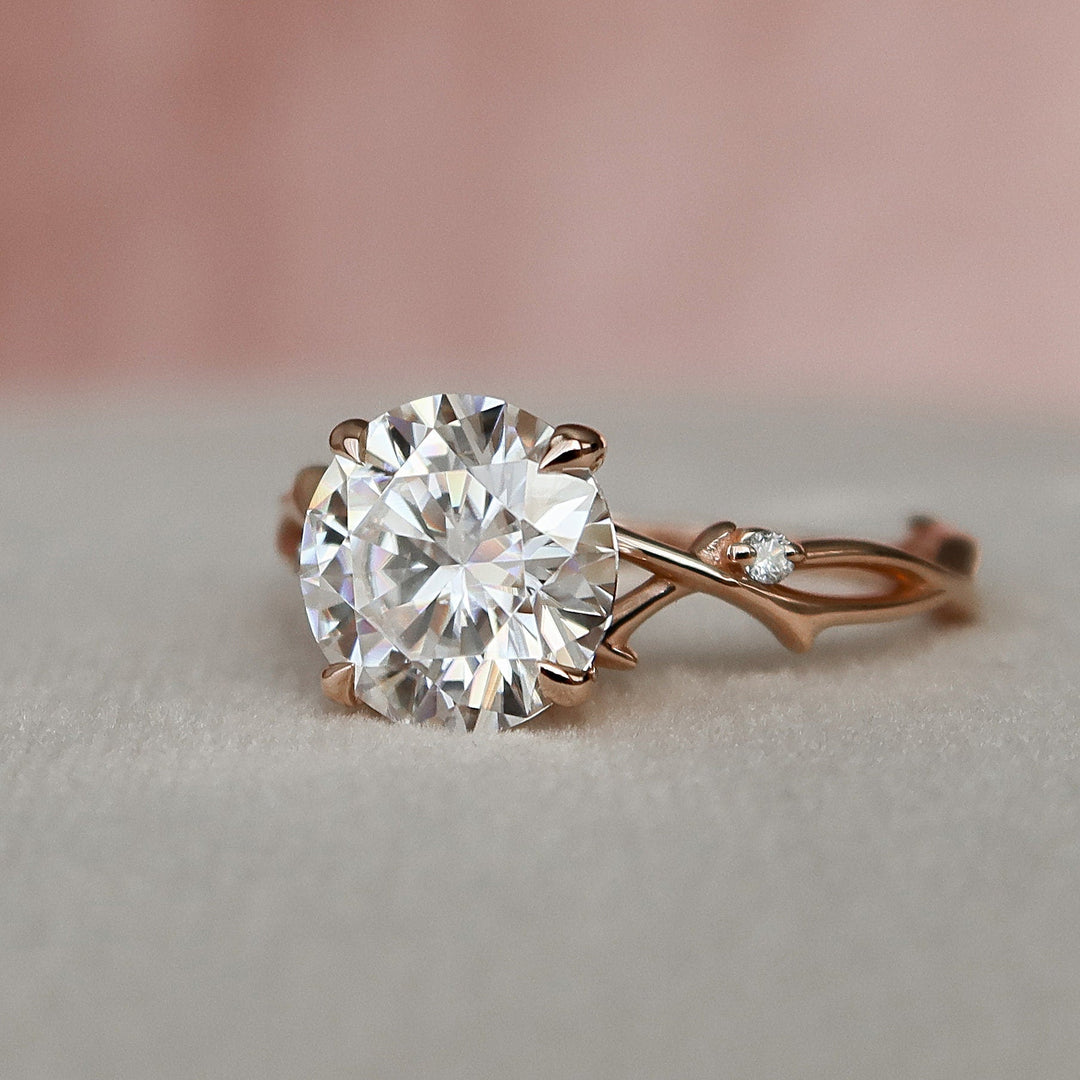 2.5 CT Twig Round Moissanite Nature Inspired Branch Engagement Ring