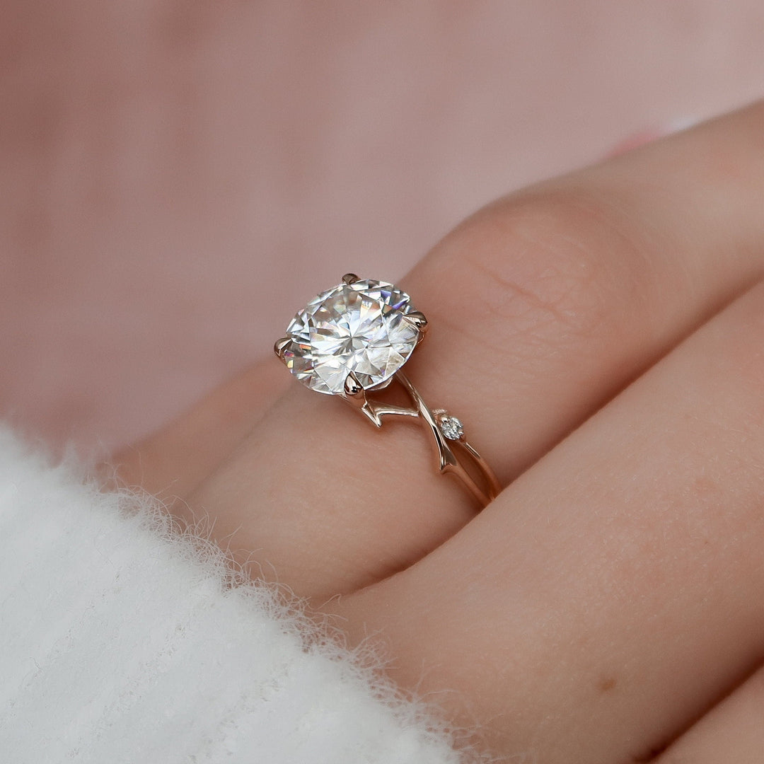 2.50CT Twig Round Moissanite Nature Inspired Branch Engagement Ring