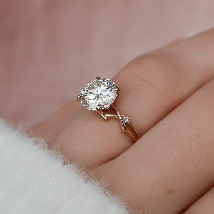 2.50CT Twig Round Moissanite Nature Inspired Branch Engagement Ring