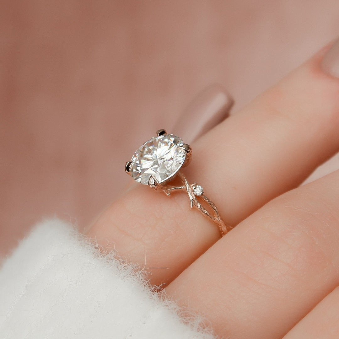 2.50CT Twig Round Moissanite Nature Inspired Branch Engagement Ring