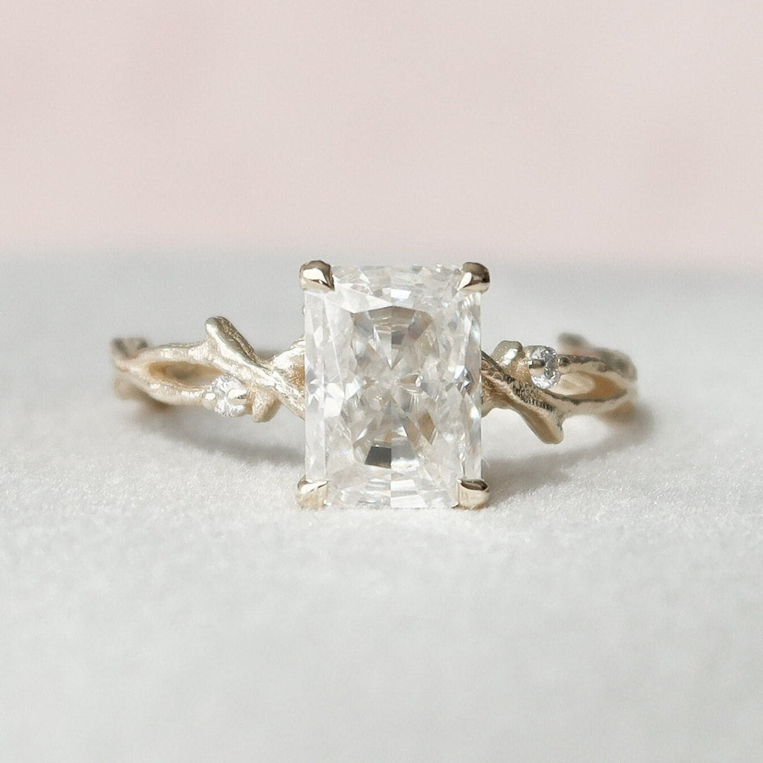 2.0CT Radiant Cut Twig Moissanite Diamond Engagement Ring