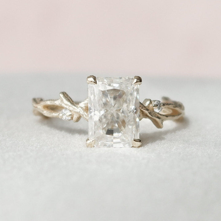 2.0CT Radiant Cut Twig Moissanite Diamond Engagement Ring