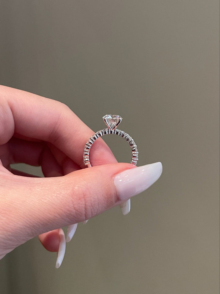 2.0ct Round Cut Moissanite Diamond Four Prong Engagement Ring