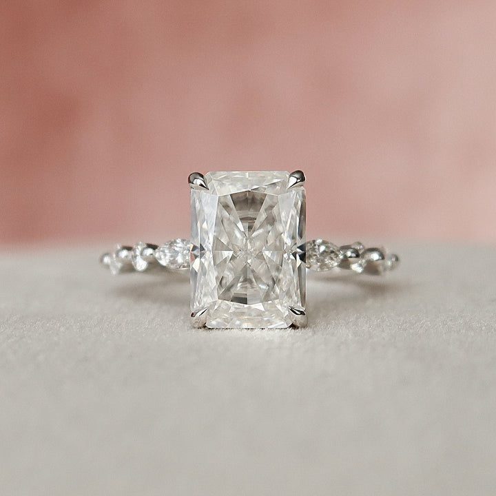 3.0CT Radiant Cut Moissanite Pave Engagement Ring