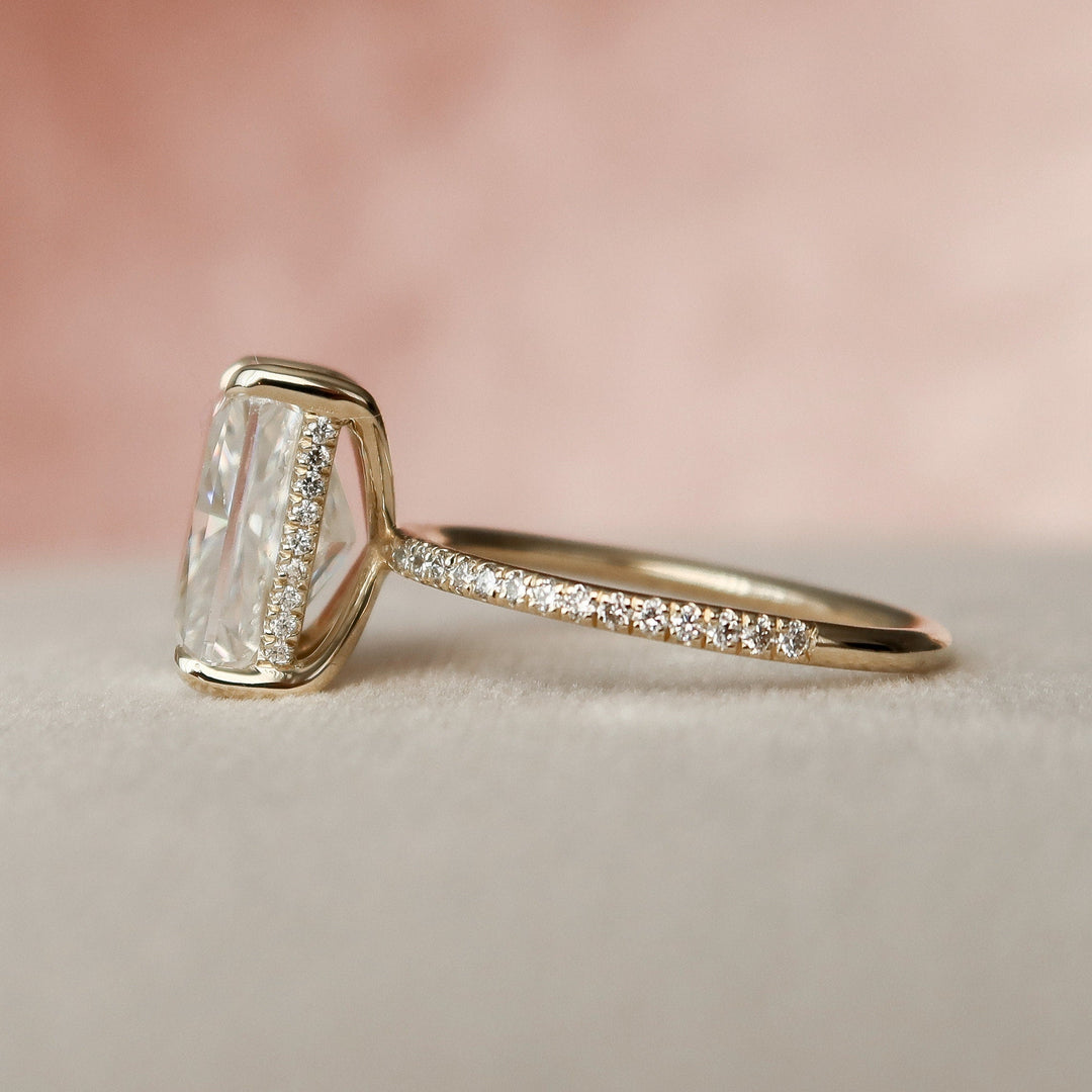 5 СT Radiant Cut Hidden Halo Moissanite Engagement Ring