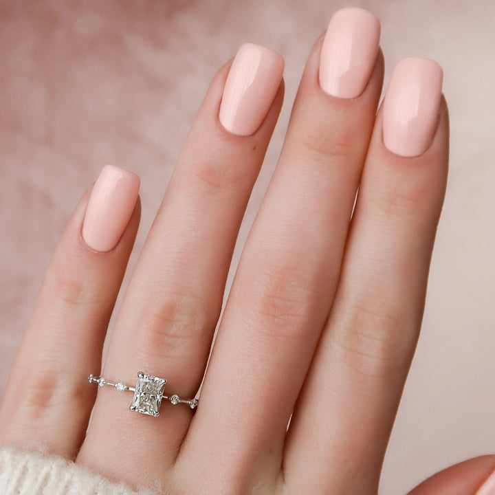 1.0CT Radiant Cut Moissanite Halo Bridal Engagement Ring Set