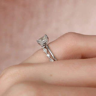 1.0CT Radiant Cut Moissanite Hidden Halo  Bridal Engagement Ring Set