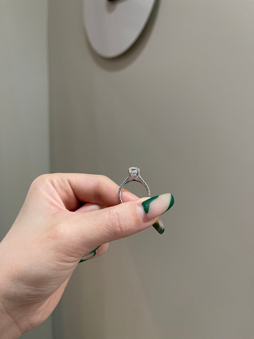 2.0ct Elongated Cushion Cut Moissanite Diamond Cathedral Engagement Ring