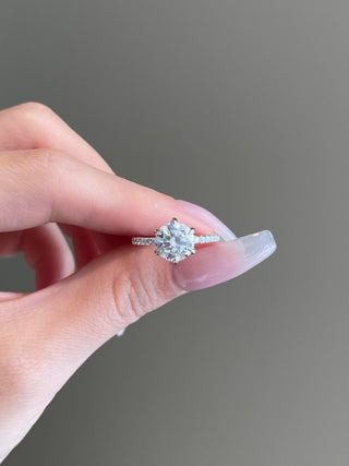 2.0ct Round Cut Hidden Halo Moissanite Pave Diamond Engagement Ring