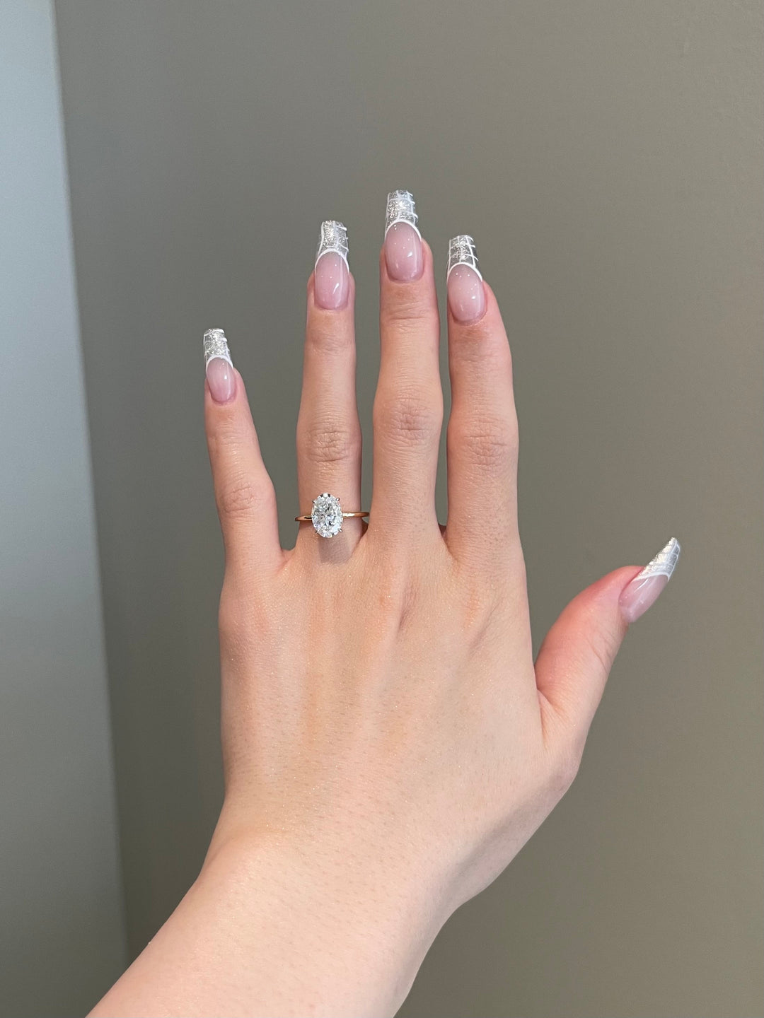 2.50ct Oval Cut Hidden Halo Moissanite Diamond Engagement Ring