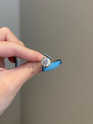 2.50ct Round Cut Bezel Solitaire Moissanite Diamond Engagement Ring