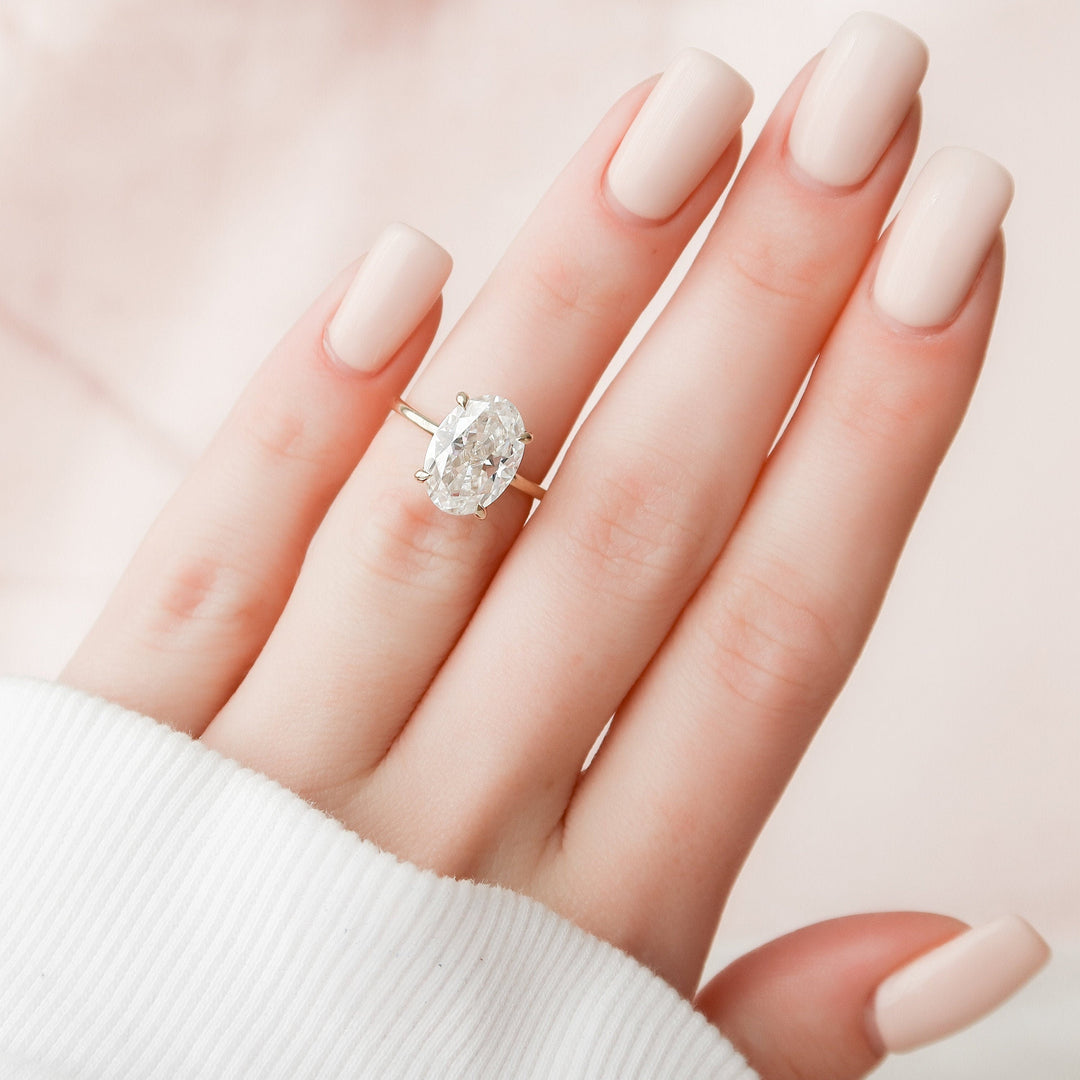 4.0CT Oval Cut Moissanite Hidden Halo Engagement Ring