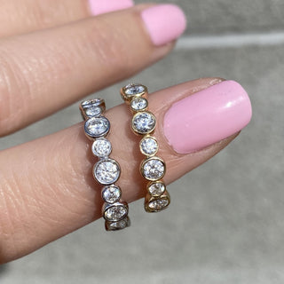 3mm Round Brilliant Diamond Bezel Moissanite Wedding Ring