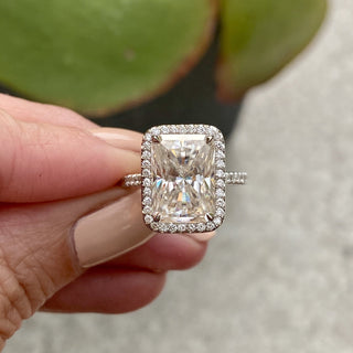 5.2CT Radiant Diamond Hidden Halo Moissanite Engagement Ring