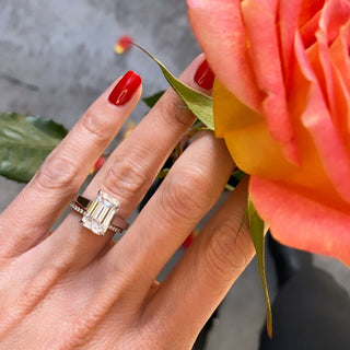 4.25CT Emerald Cut Diamond Moissanite Engagement Ring