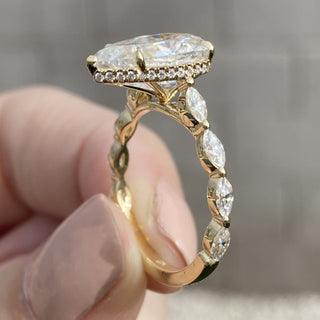 5.2CT Pear Diamond Hidden Halo Moissanite Engagement Ring