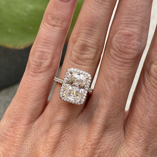 5.2CT Radiant Diamond Hidden Halo Moissanite Engagement Ring