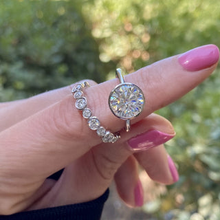 3.5CT Round Brilliant Diamond Bezel Moissanite Engagement Ring
