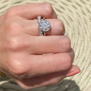 3mm Round Brilliant Diamond Bezel Moissanite Wedding Ring