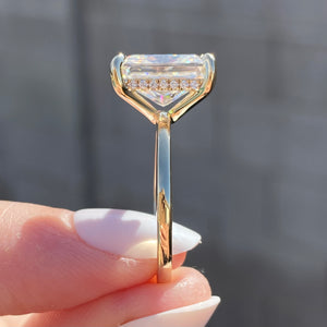 4.8ct Radiant Diamond Hidden Halo Moissanite Engagement Ring