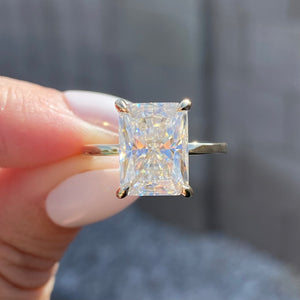 4.8ct Radiant Diamond Hidden Halo Moissanite Engagement Ring
