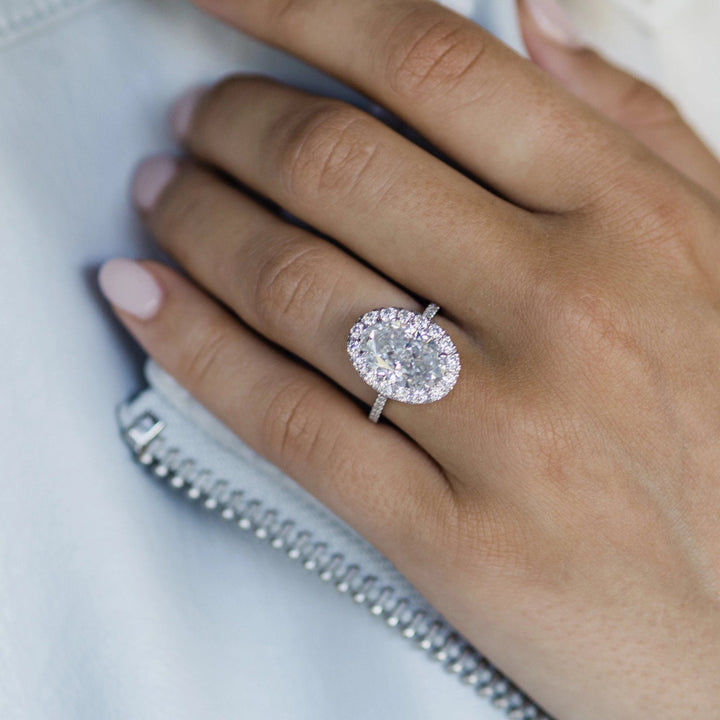 1.91 CT Oval Cut Halo Moissanite Engagement Ring
