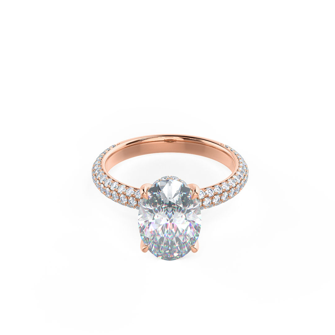 1.50CT Oval Cut Moissanite Three Sided Pave Diamond Engagement Ring