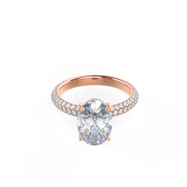 1.50CT Oval Cut Moissanite Three Sided Pave Diamond Engagement Ring