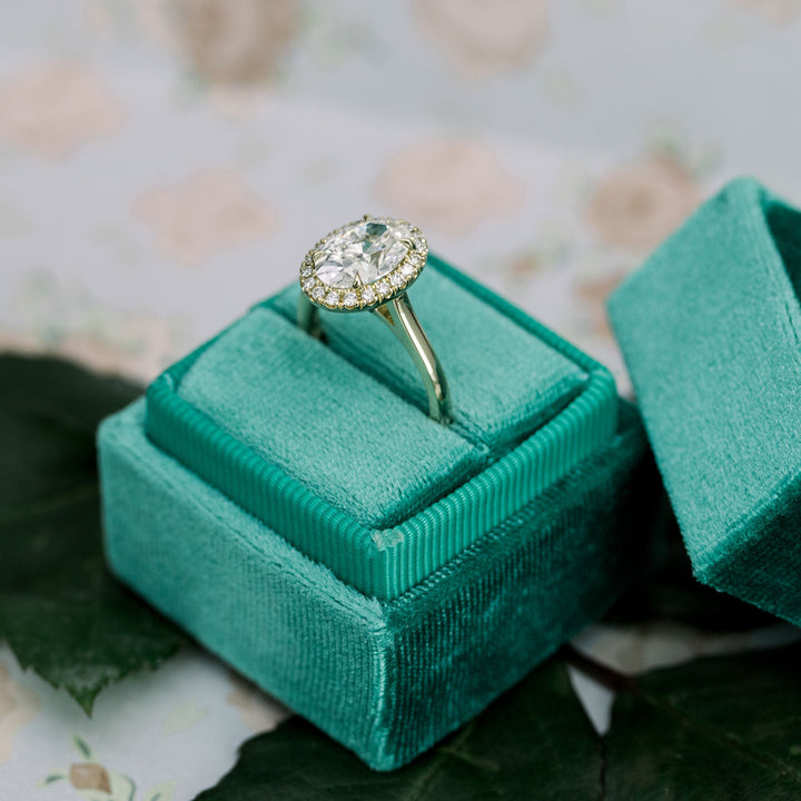 2.0CT Oval Cut Moissanite Halo Diamond Engagement Ring