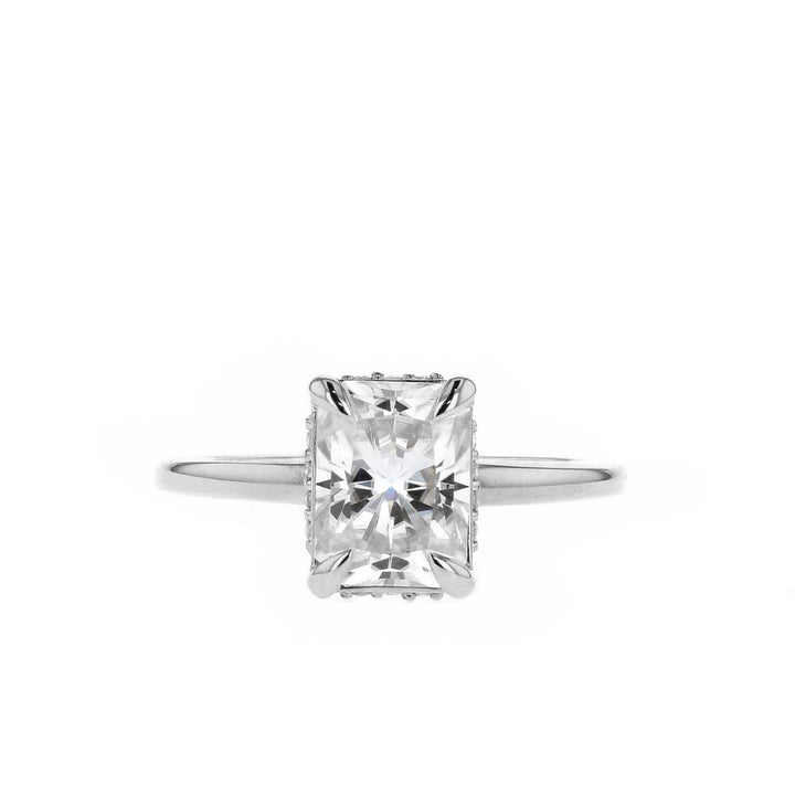 1.70CT Radiant Cut Hidden Halo Moissanite Diamond Engagement Ring