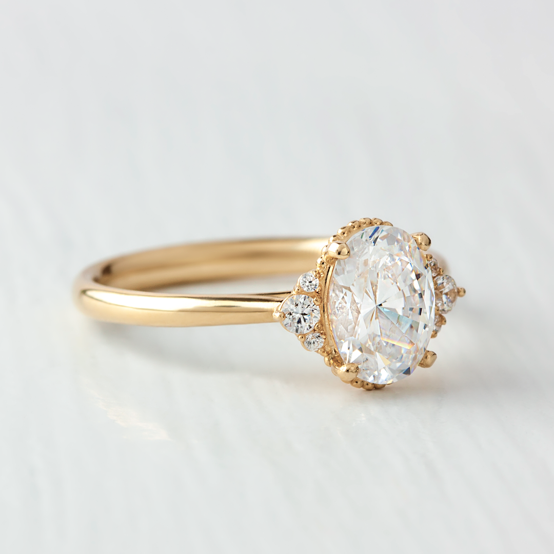 1.33 CT Oval Cut Hidden Halo Moissanite Engagement Ring