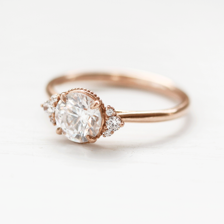 1.50ct-2.50ct Round Cut Vintage Inspired Moissanite Diamond Engagement Ring