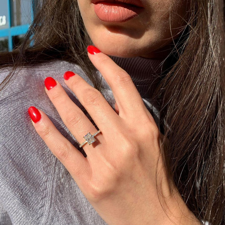 1.80CT Radiant Cut Pave Moissanite Diamond Engagement Ring For Women