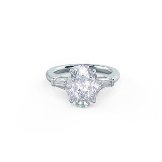 2.25CT Oval Cut Moissanite Baguette Diamond Engagement Ring