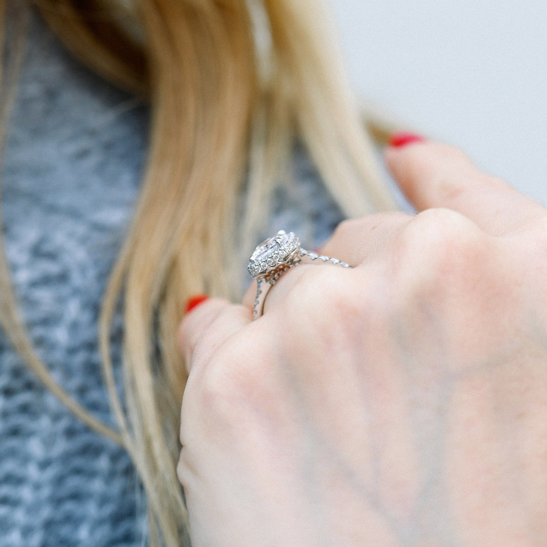 1.50CT Radiant Cut Moissanite Double Halo Diamond Engagement Ring