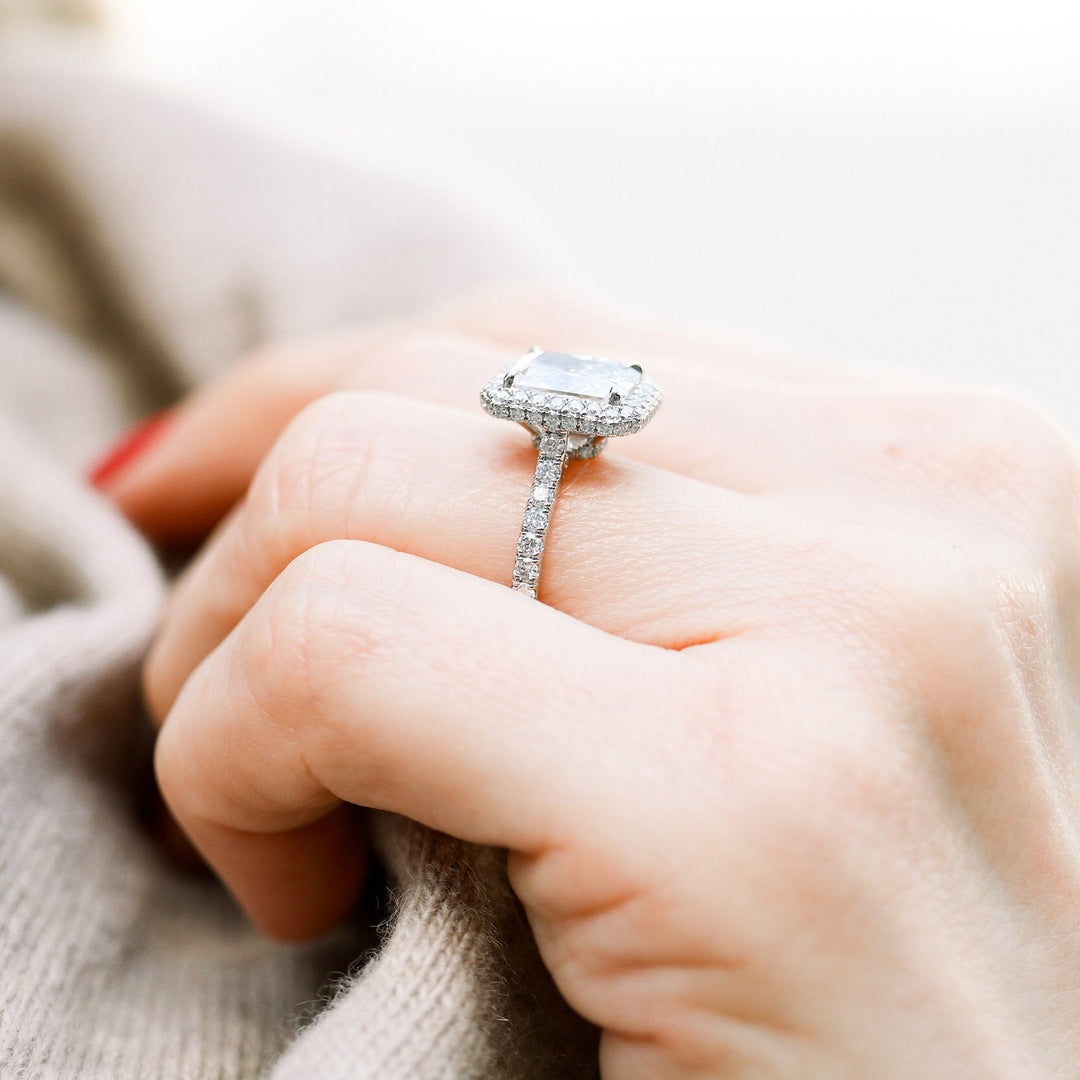 1.50CT Radiant Cut Moissanite Double Halo Diamond Engagement Ring