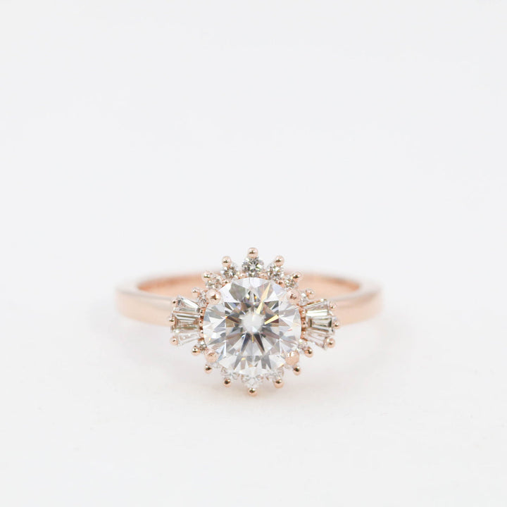 1.05CT Round Moissanite Cluster Diamond Engagement Ring