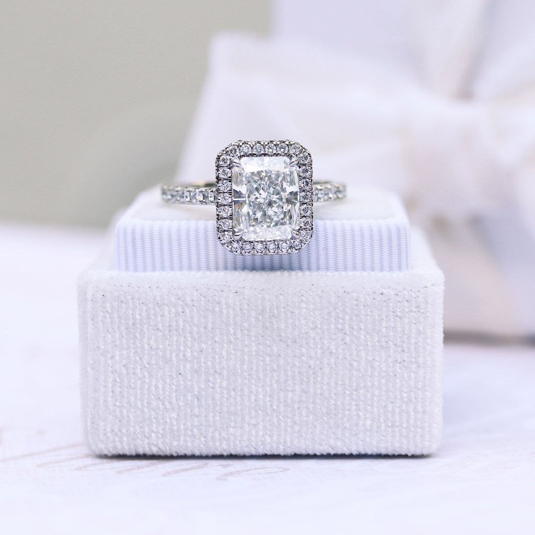 1.50CT Radiant Cut Moissanite Double Halo Diamond Engagement Ring
