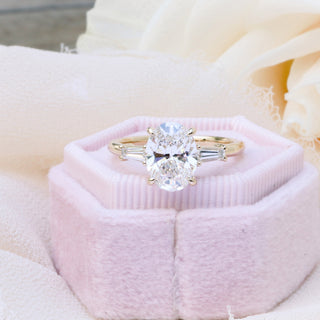 2.25CT Oval Cut Moissanite Baguette Diamond Engagement Ring