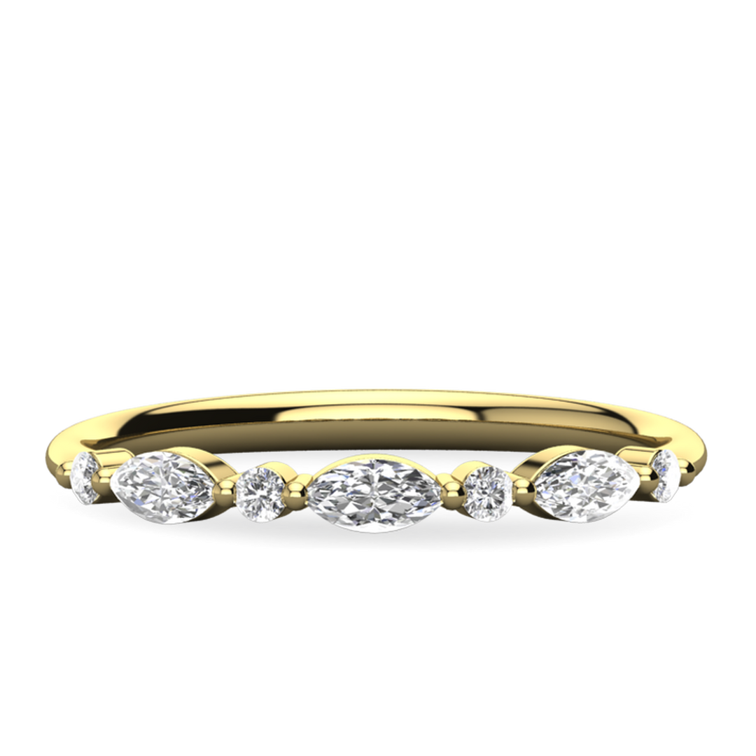 Marquise and Round  Cut Half Eternity Wedding Band