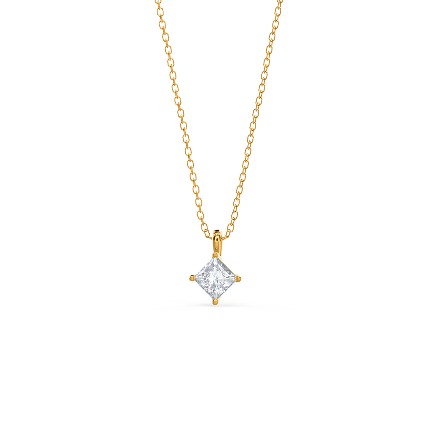 Princess Cut Solitaire Moissanite Diamond Layering Necklace